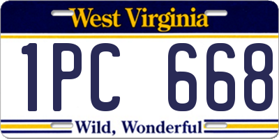 WV license plate 1PC668