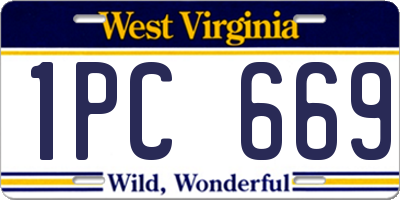 WV license plate 1PC669