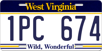 WV license plate 1PC674