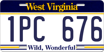 WV license plate 1PC676