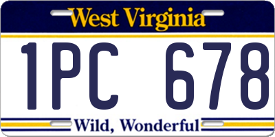 WV license plate 1PC678