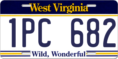 WV license plate 1PC682