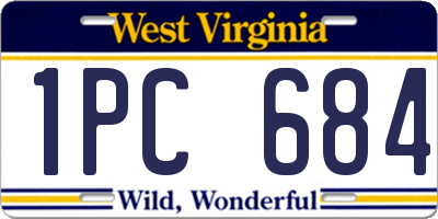 WV license plate 1PC684
