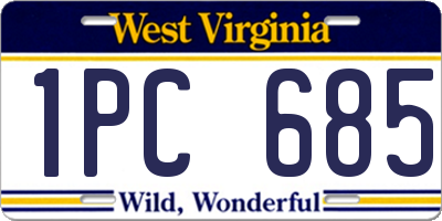 WV license plate 1PC685
