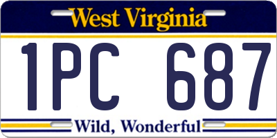 WV license plate 1PC687