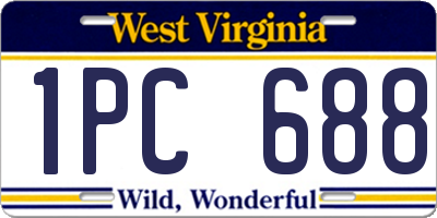 WV license plate 1PC688