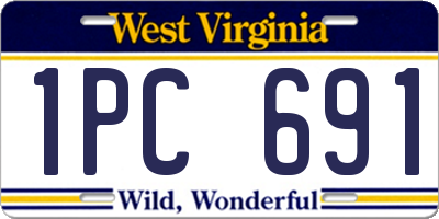 WV license plate 1PC691