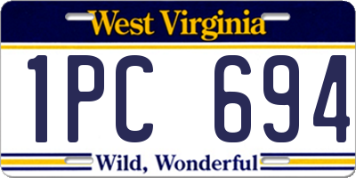 WV license plate 1PC694