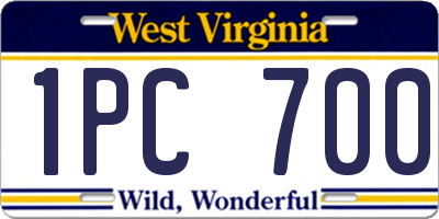 WV license plate 1PC700