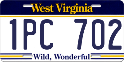 WV license plate 1PC702