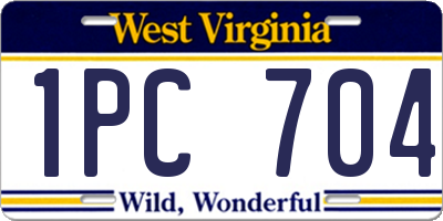 WV license plate 1PC704