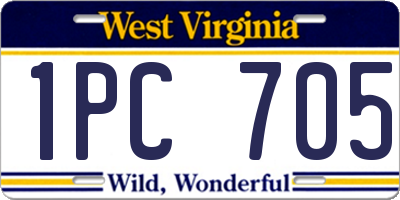 WV license plate 1PC705