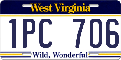 WV license plate 1PC706