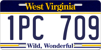 WV license plate 1PC709