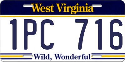 WV license plate 1PC716