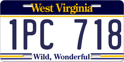 WV license plate 1PC718