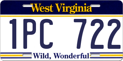 WV license plate 1PC722