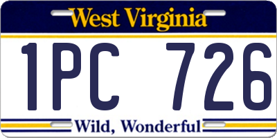 WV license plate 1PC726