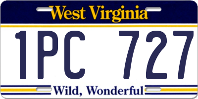 WV license plate 1PC727