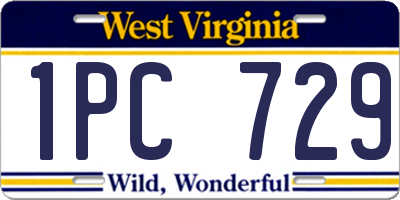 WV license plate 1PC729
