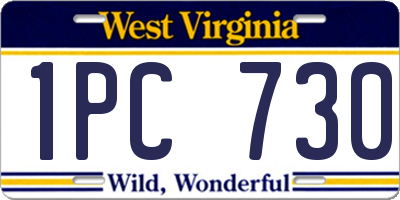 WV license plate 1PC730