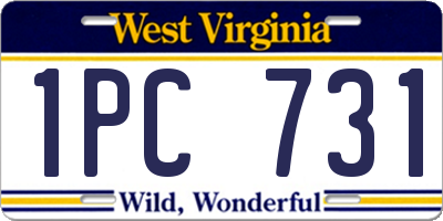 WV license plate 1PC731