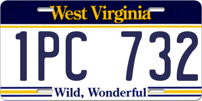 WV license plate 1PC732