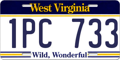 WV license plate 1PC733
