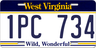 WV license plate 1PC734
