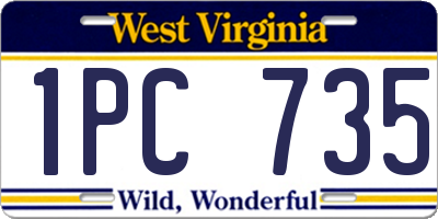 WV license plate 1PC735