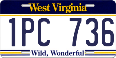 WV license plate 1PC736