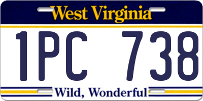 WV license plate 1PC738