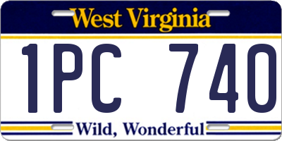 WV license plate 1PC740