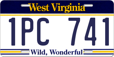 WV license plate 1PC741