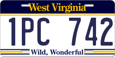 WV license plate 1PC742