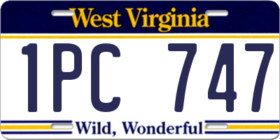 WV license plate 1PC747