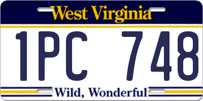 WV license plate 1PC748