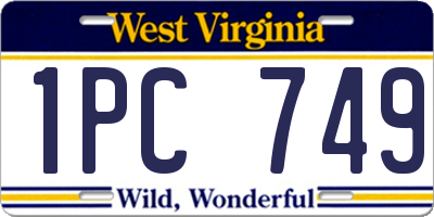 WV license plate 1PC749