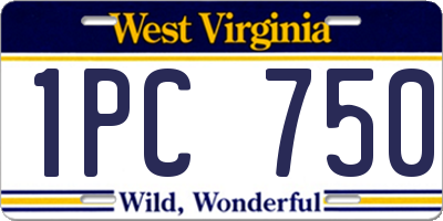 WV license plate 1PC750