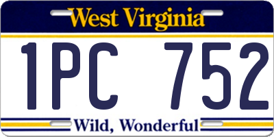 WV license plate 1PC752