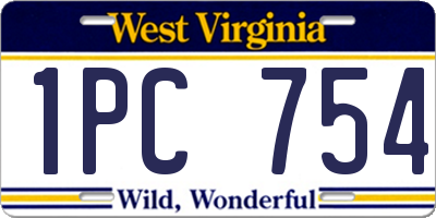 WV license plate 1PC754