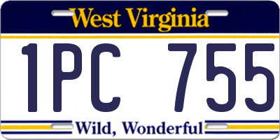 WV license plate 1PC755