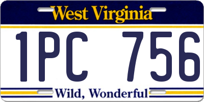 WV license plate 1PC756