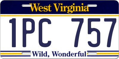 WV license plate 1PC757