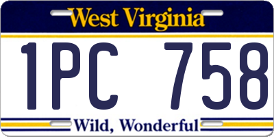 WV license plate 1PC758