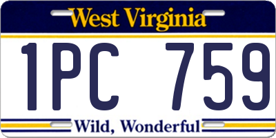 WV license plate 1PC759