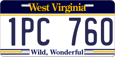 WV license plate 1PC760