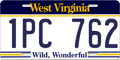 WV license plate 1PC762