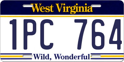 WV license plate 1PC764