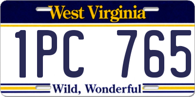 WV license plate 1PC765